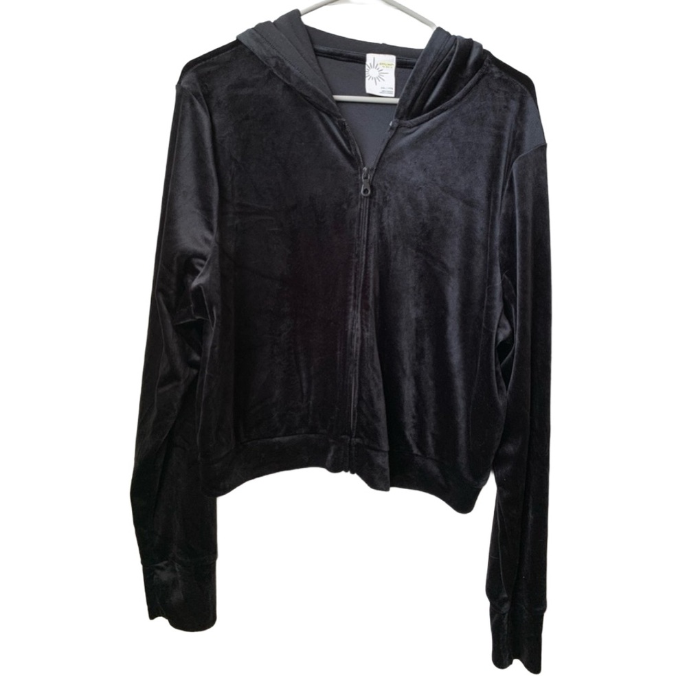 AERIE “OFFLINE” Women’s Black Super Soft Velour Full Zipper Front Hoodie Jacket